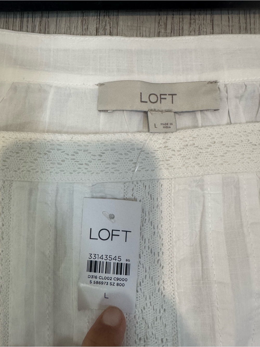 Loft Women's Dress White Midi Cotton NWT Size L Puff  Sleeve - Picture 2 of 10